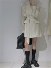 荷叶边西装裙外套，女装西装，驿谷