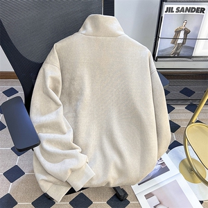 复古麂皮绒棒球服男春秋季宽松立领美拉德工装外套美式飞行员夹克图片
