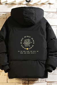 MY16163-P100 加厚加绒连帽衣男大码服男面包服男 砖墙挂拍图片