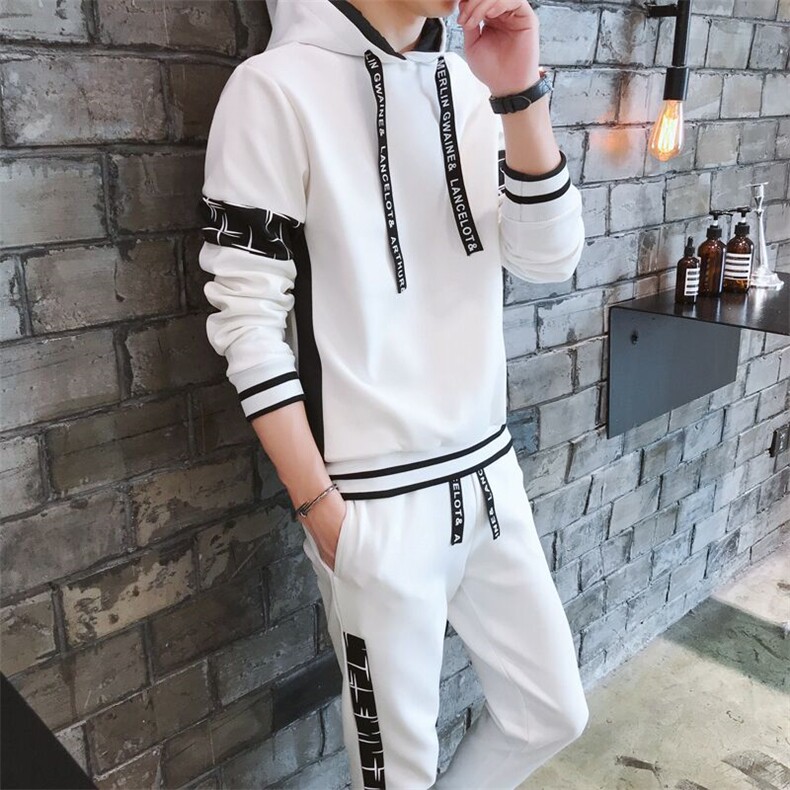 卫衣套装男2023新款秋季潮流连帽衫上衣休闲两件套J01P60图片
