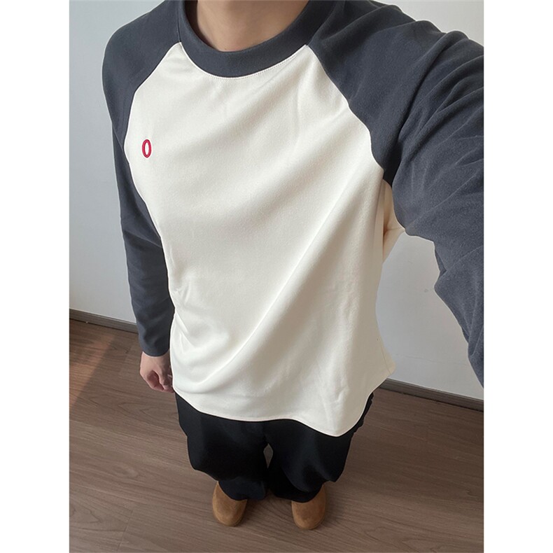 高品秋冬双面德绒轻量保暖插肩袖磨毛打底长袖T恤男女A1152-P40,男装T恤,星座1505