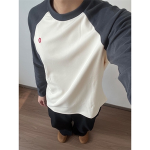 高品 秋冬双面德绒轻量保暖插肩袖磨毛打底长袖T恤男女 A1152-P40图片
