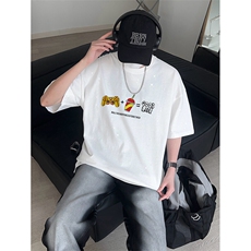 可48小时发货支持抖音得物来样二开美式满天星亮片短袖T恤MTX649，男装T恤，电商A486-1