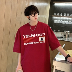 港风条纹印花设计短袖T恤男DT77779P18块特价控38：供抖音视频图片
