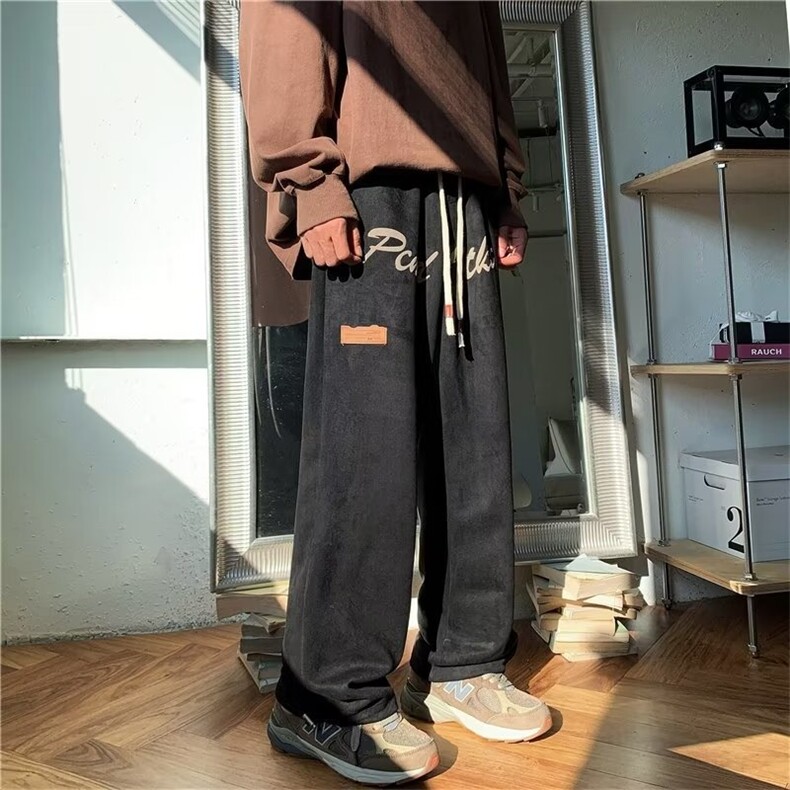 裤子男秋季ins潮牌复古高街美式直筒裤宽松阔腿休闲长裤k3302-p35图片