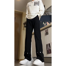 美式ins高街牛仔裤小众百搭微喇铆钉纽扣拼接牛仔裤K2301-P65，男装牛仔裤，电商A062