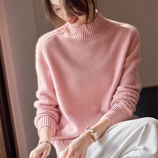 2025年秋季时尚百搭通勤简约休闲卷边自由领休闲毛衣，女装羊绒衫，绒歆坊