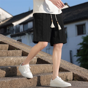 夏季棉麻男士风休闲裤短裤男装五分男装复古A266-1-KZ883-P40图片