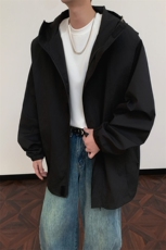 JK2606/P65春装新款现货连帽夹克男宽松大码潮流外套上衣，男装夹克，电商A141