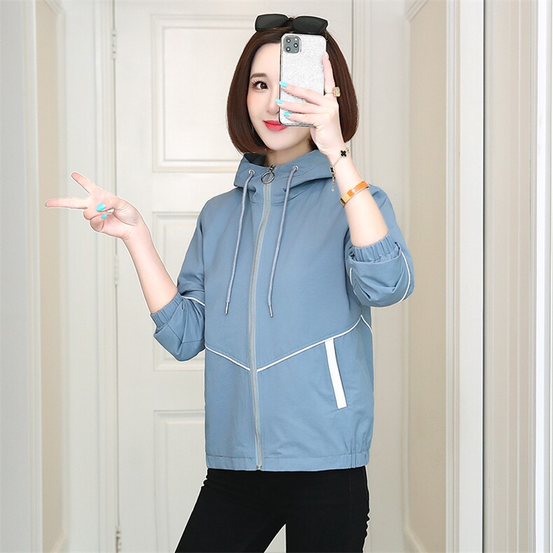 短外套女2021春秋装新款女装时尚休闲连帽春秋女士风衣外套,女装短外套,依恋蒂丝