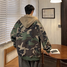 英文字母迷彩服宽松连帽夹克外套H03/P108控128(加绒P118控138），男装夹克，电商A148