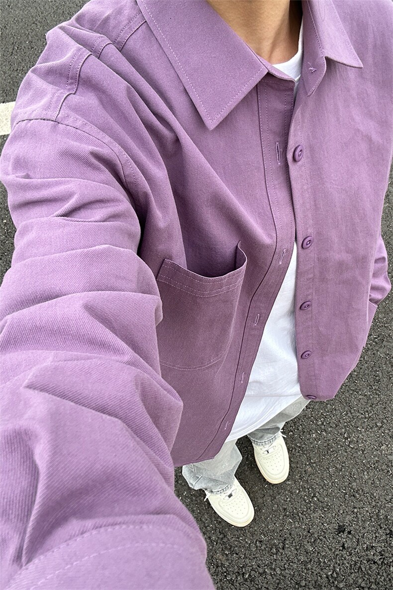 棉纯棉衬衫成衣水洗休闲韩版美式衬衫宽松纯色衬衣GC27-P35,男装衬衫,星座301C-5