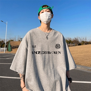 抖音得物二开 现货 220克夏装重磅美式高街宽松短袖t恤 MT174图片