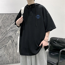 LD54395-P45NASA连帽短袖t恤男大码胖子带帽五分袖中袖，男装T恤，电商A040