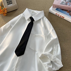 M-8XL领带衬衫短袖特大码垂坠感夏季冰丝外套DK制服衬衣DC5005P45，男装衬衫，电商B238