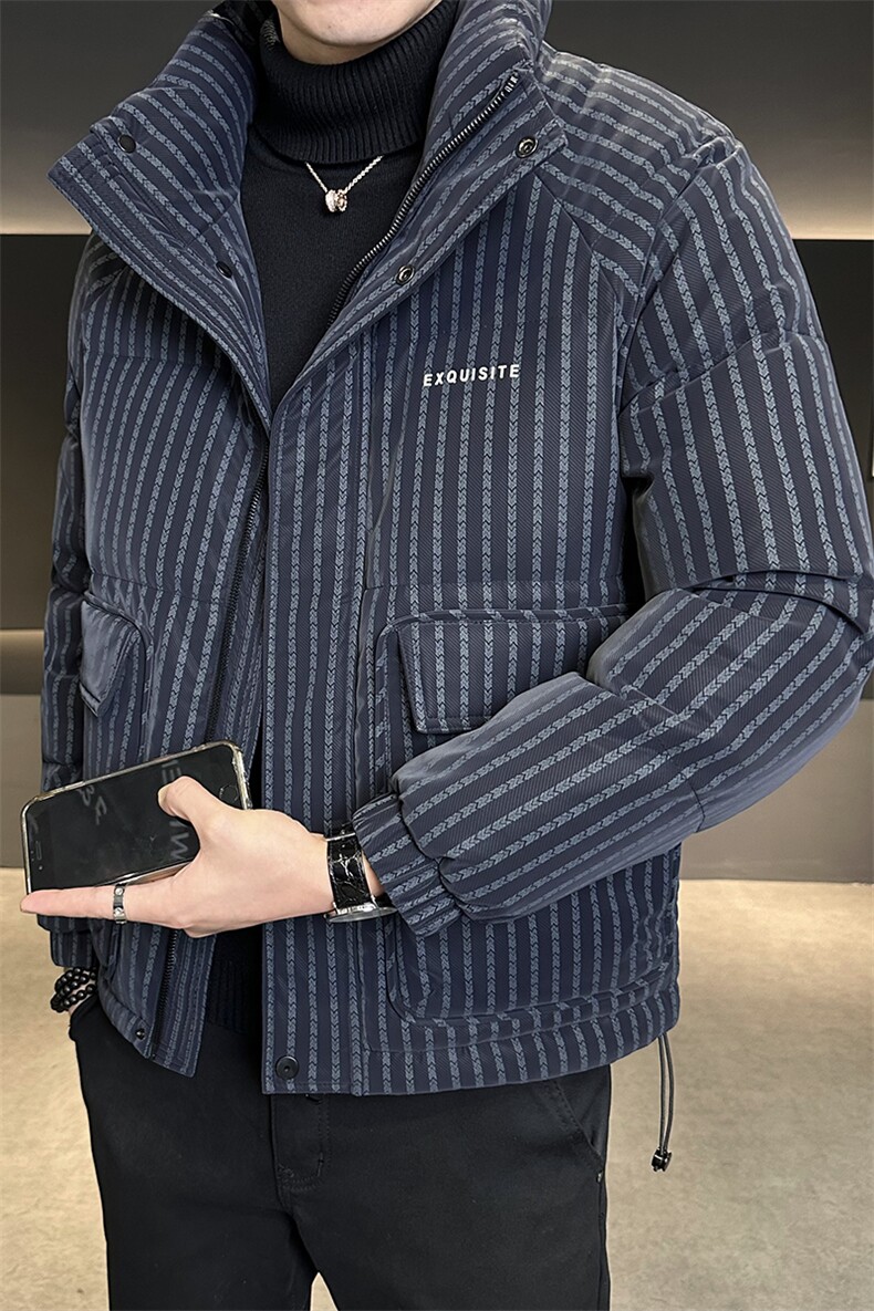 标50白鸭绒金丝软毛皮羽绒服条纹品质C317-Y830-P285控358,男装羽绒服,电商C317