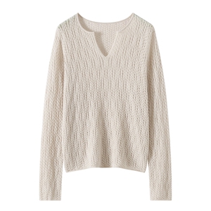 2026年秋季时尚百搭通勤简约休闲V领套衫，女装羊毛衫，东远绒业