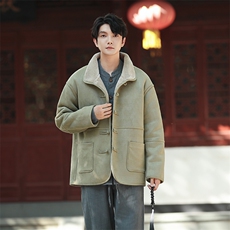 风棉衣男新款皮毛一体大衣夹克羊羔绒外套保暖棉服1215-p178，男装夹克，电商A016
