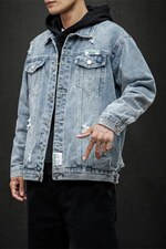 jk820-p85-限价128黑墙牛仔夹克肥仔秋款量足印花大码，男装夹克，星座103A