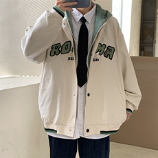 假两件连帽外套秋韩版潮流ins原宿风宽松百搭夹克上衣W1260-P60，男装夹克，星座512-4