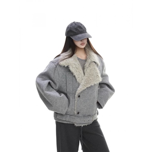 毛领棉服 宽松潮牌高街加绒情侣美式外套 网 B142-P130图片
