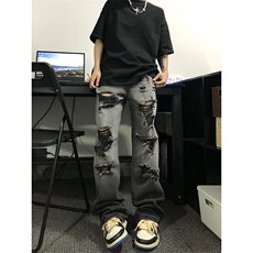 美式ins高街小众夏季破洞牛仔裤货号K729P60，男装牛仔裤，电商A063