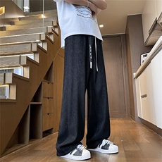 肌理感冰丝裤子男士夏季薄款休闲长裤宽松直筒凉感阔腿裤KB4536，男装休闲裤，星座1116A-1（原606A）