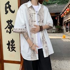 C431-P402024夏季设计感新中式短袖衬衫潮牌宽松风衬衫，男装衬衫，星座512-6