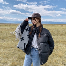 2023冬季新款短款羽绒棉服女加厚韩版宽松百搭简约立领小个子外套，女装棉衣/棉服，梦白服饰厂