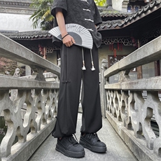 新中式冰丝垂感风小院免烫东方夏季潮文化束脚裤K050-特批30，男装休闲裤，星座718-1