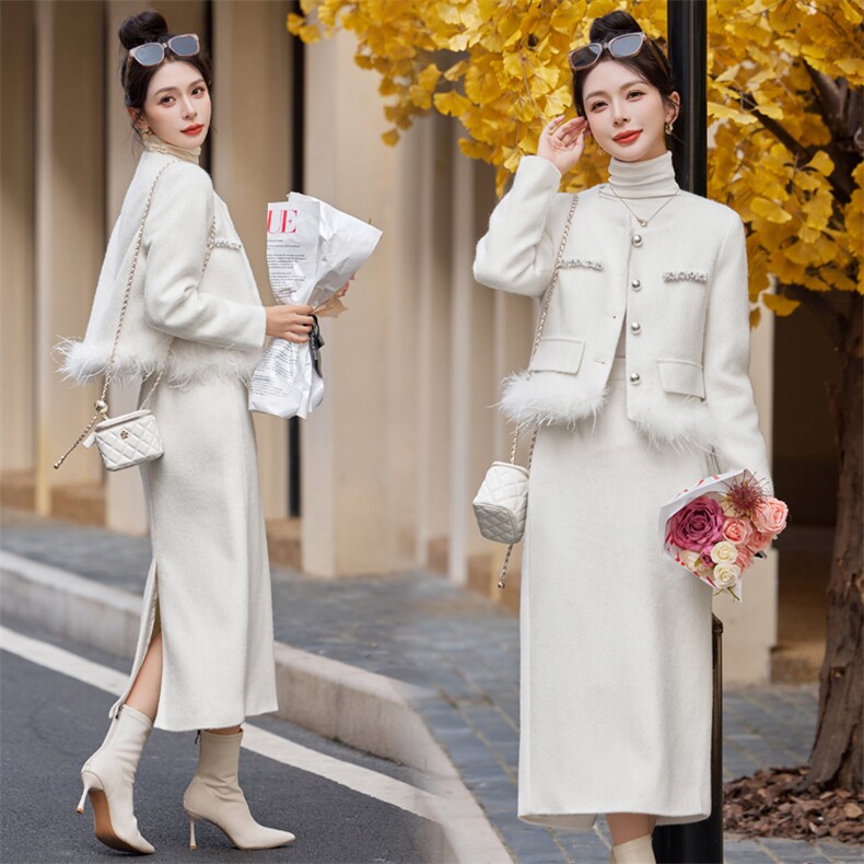 法式小香风羽绒套装女2025年冬季新款轻奢名媛高级感半身裙两件套,女装套装/套裙,雅静靓衣
