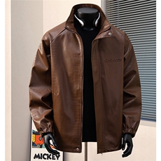 港风模特钢印夹克大码M-5XL皮衣鳄鱼纹情侣皮衣男JK8749P90控128，男装夹克，星座227-7