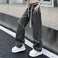 牛仔裤!男女中性宽松直筒拖地裤N076-P45，男装牛仔裤，星座308B-2