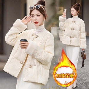 新中式羽绒服女冬季2025新款高级感气质减龄百搭毛绒拼接外套,单鞋板鞋怎么搭配图片