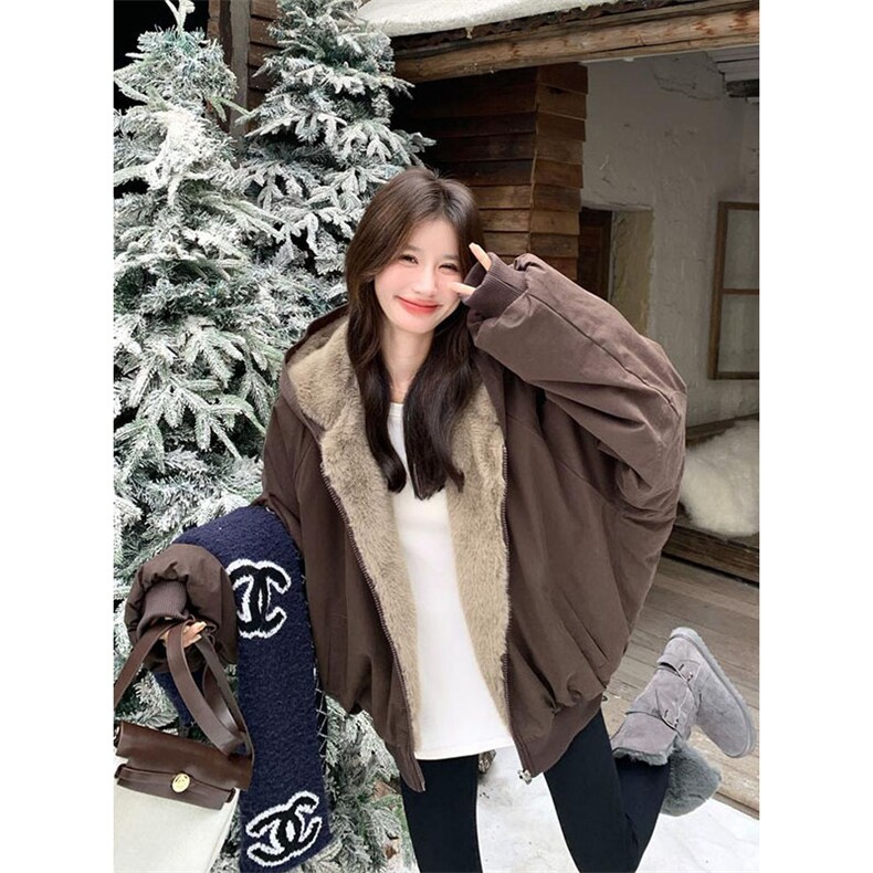 两面穿现货重磅短款座山雕棉衣男女双面穿毛毛绒棉服加厚外套，男装棉衣，电商A486