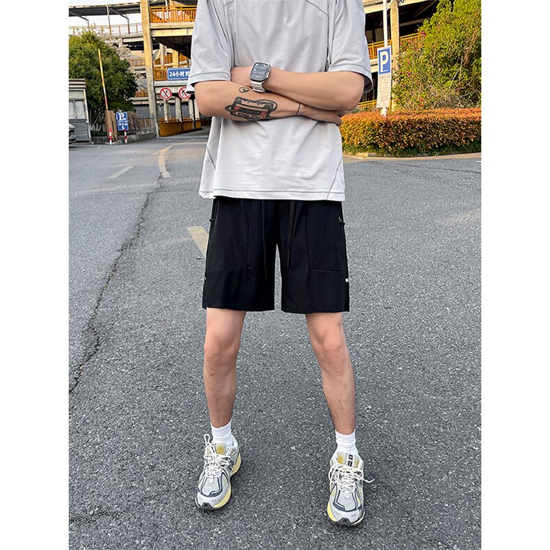 2025夏季LU感LTT短裤休闲健身反光压胶四分裤DK05003-特P35控68,男装牛仔裤,四季星座806