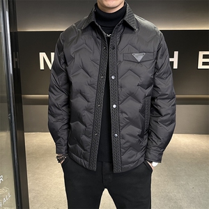标M517-P168 冬季新款拼接款衬衫领羽绒服图片