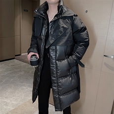 冬季拼接设计感羽绒棉服外套长款过膝宽松加厚小众棉服男M129P235，男装棉衣，电商B267
