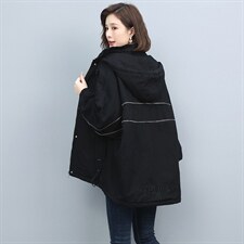 2025年冬季时尚潮流中长款休闲加绒加厚刺绣派克服，女装派克服，独衣靓