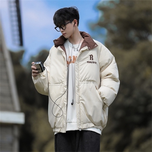 日系复古vintage撞色棉衣男冬季保暖百搭面包服外套 W8013-P70图片