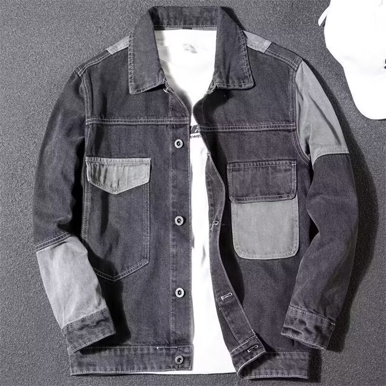 1506/QG130/P54秋冬新款浅色拼接工装休闲宽松夹克牛仔衣外套男,男装工装外套,星座1506