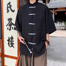 短袖夏季2024新款提花中山唐装衬衫C4520P38，男装衬衫，星座1116-2
