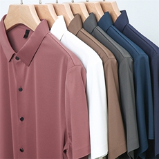 男式2023年年夏季新款衬衫男短袖翻领商务休闲日常衬衣，男装衬衫，电商B360