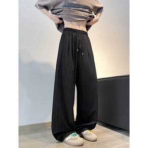 8XL-M冰丝凉感直筒裤子垂坠感大码薄款速干长裤阔腿裤KZ1956特P35图片