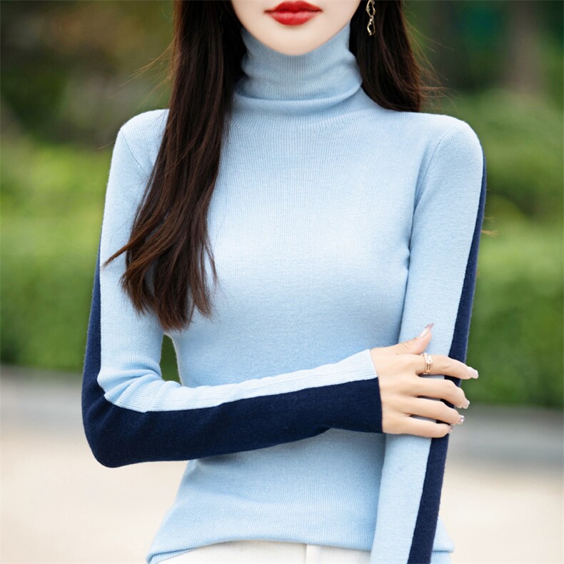 2024秋冬新款配大衣针织衫上衣女内搭半高领两面穿弹力打底衫毛衣,针织衫/毛衣,暖姿羊绒