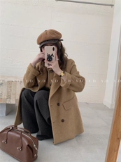 冬上新！【依嘟】羊毛外套+马甲两件套秋冬新款小个子宽松休闲套，女装双面呢大衣，依嘟服饰