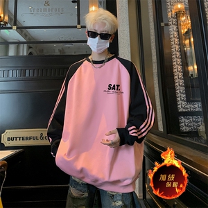 抖音得物供货 提供视频 秋冬重磅美式宽松织带圆领卫衣0770图片