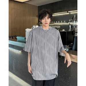 8XL-M 特大码夏季短袖冰丝皱感透气T恤男潮垂感宽松半袖DX305P45图片