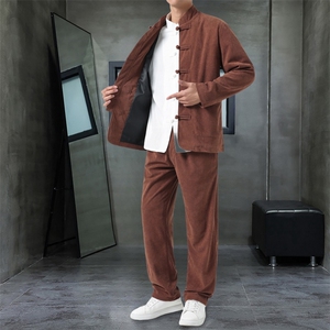 男士外套灯芯绒夹克套装盘扣立领风 XZ1512-2501套装-P110图片
