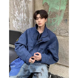1506A/GJ600/P133美式立领牛仔外套春秋冬季加绒加厚棉服夹克1图片